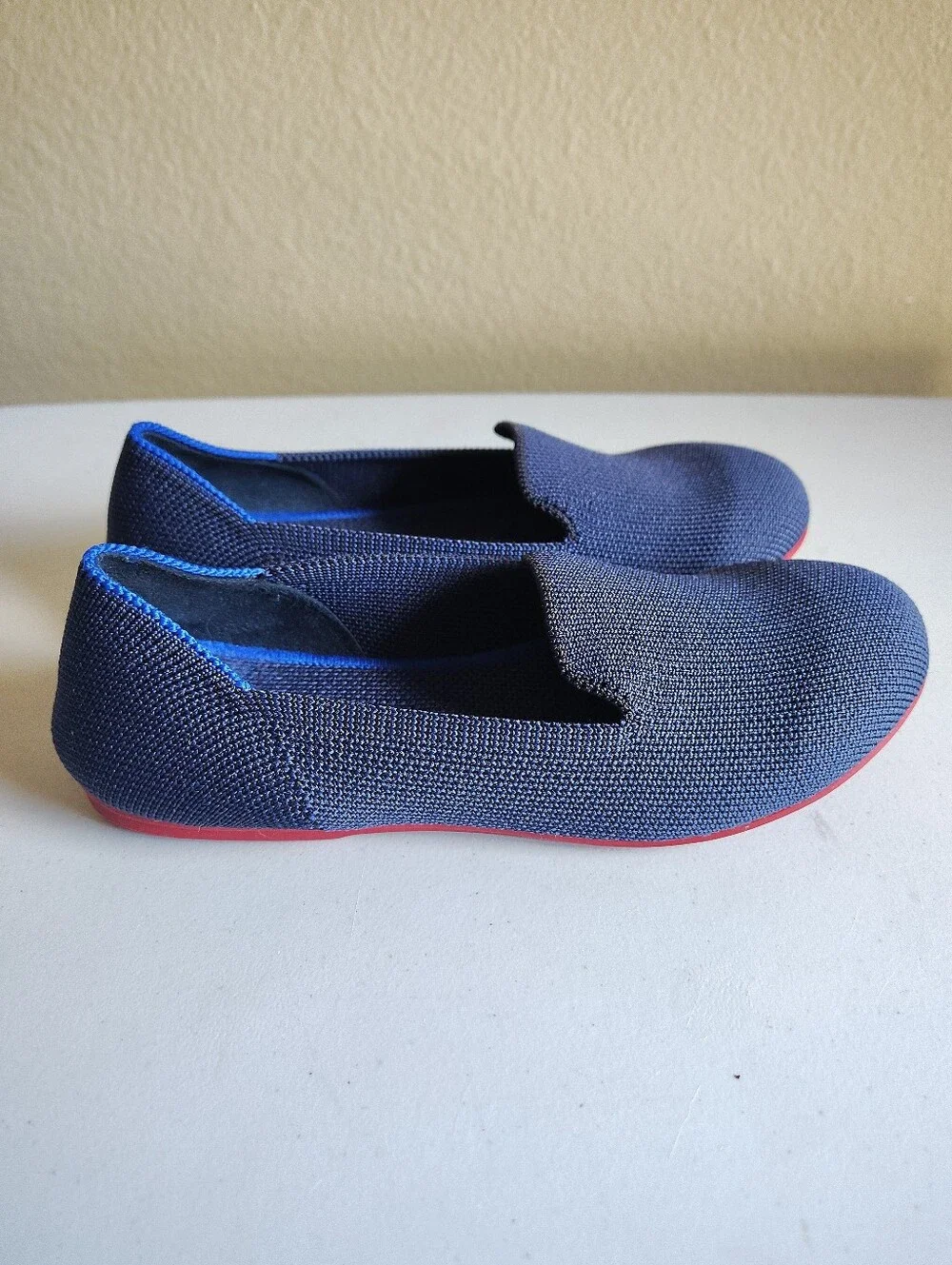 Rothy's Girls The Loafer Navy Blue Knit Slip On Flat Shoes Size Kids 2 School